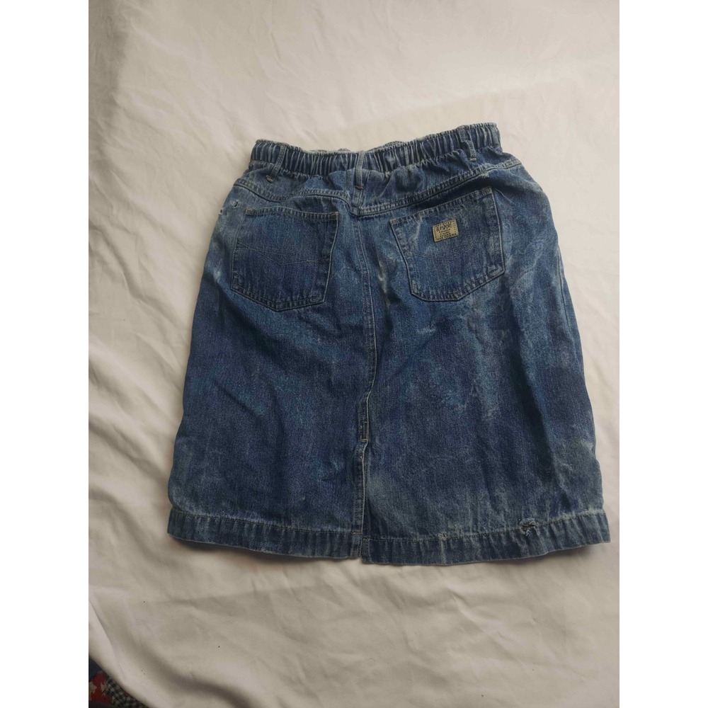 Vintage 80s 90s Blassport Skirt 4P Petite Blue Acid Wash Denim Indie Cabincore - Picture 8 of 10